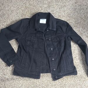 Old Navy Black Jean Jacket Cropped Button-Front